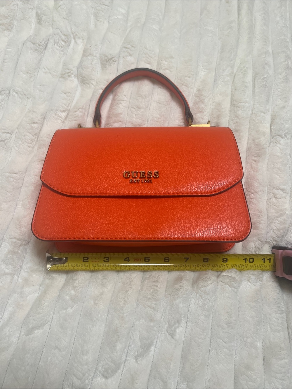 GUESS Bright Orange Structured Top-Handle Bag